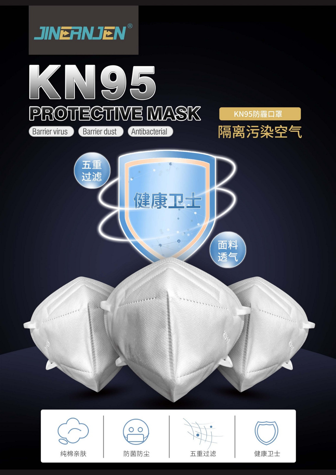 一次性KN95防護(hù)口罩